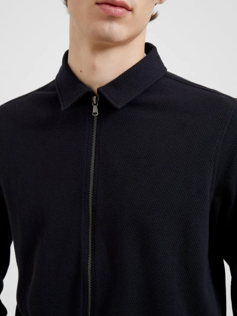 FRENCH CONNECTION Men's Shirts<Popcorn Jersey Zip Through Shirt BlackOnyx