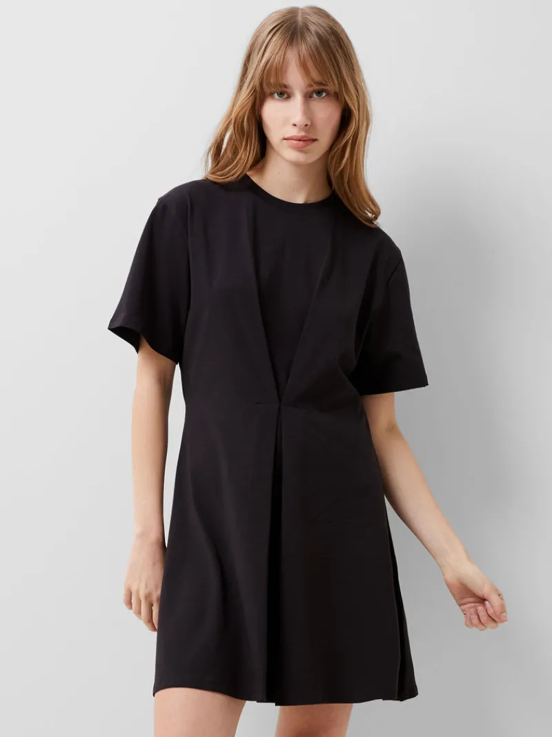FRENCH CONNECTION Day Dresses | Mini Dresses | Black Dresses | Dresses<Rallie Cotton Box Pleat T-Shirt Mini Dress Blackout