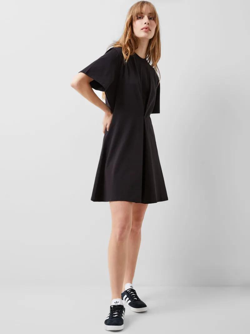 FRENCH CONNECTION Day Dresses | Mini Dresses | Black Dresses | Dresses<Rallie Cotton Box Pleat T-Shirt Mini Dress Blackout