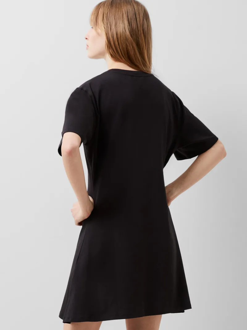 FRENCH CONNECTION Day Dresses | Mini Dresses | Black Dresses | Dresses<Rallie Cotton Box Pleat T-Shirt Mini Dress Blackout