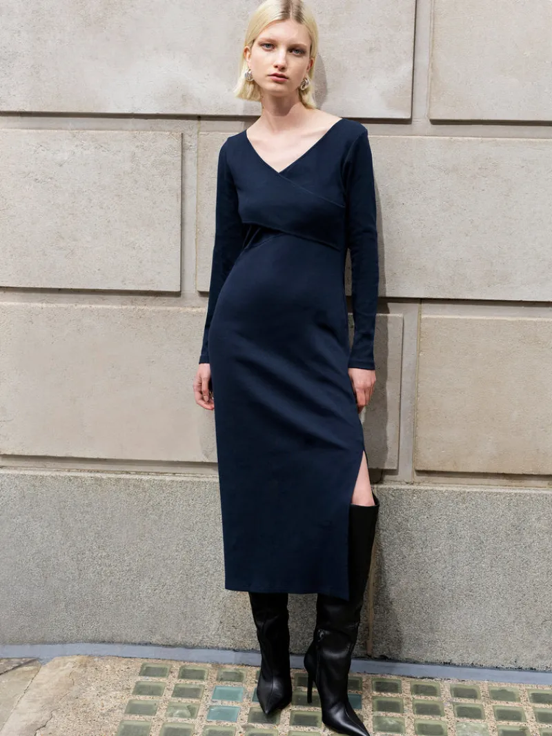 FRENCH CONNECTION Day Dresses<Rassia Rib Crossover Dress Marine