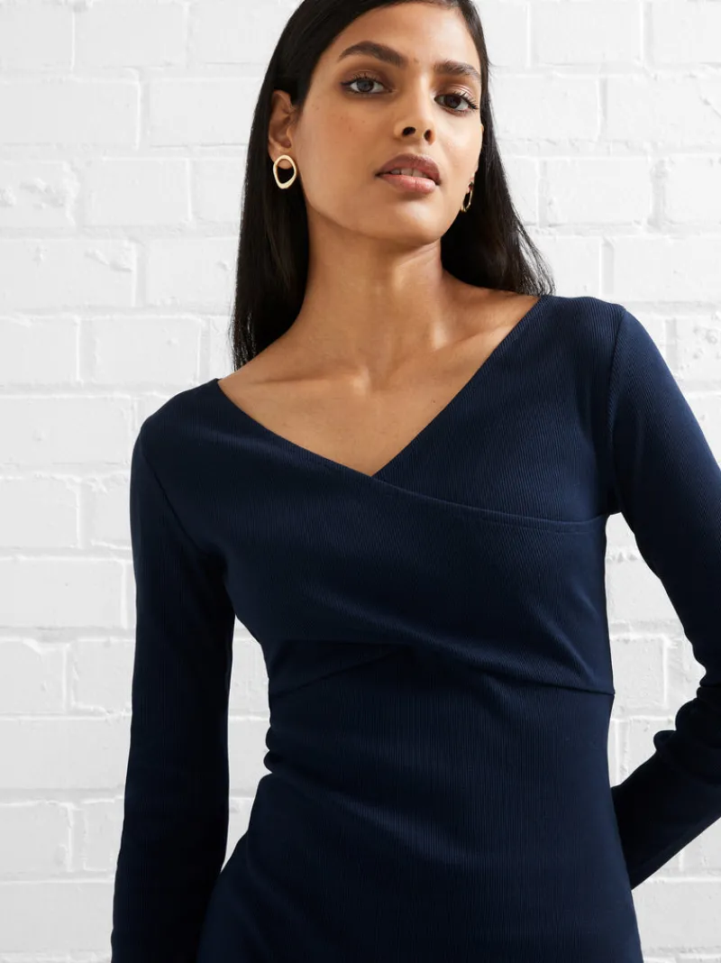 FRENCH CONNECTION Day Dresses<Rassia Rib Crossover Dress Marine
