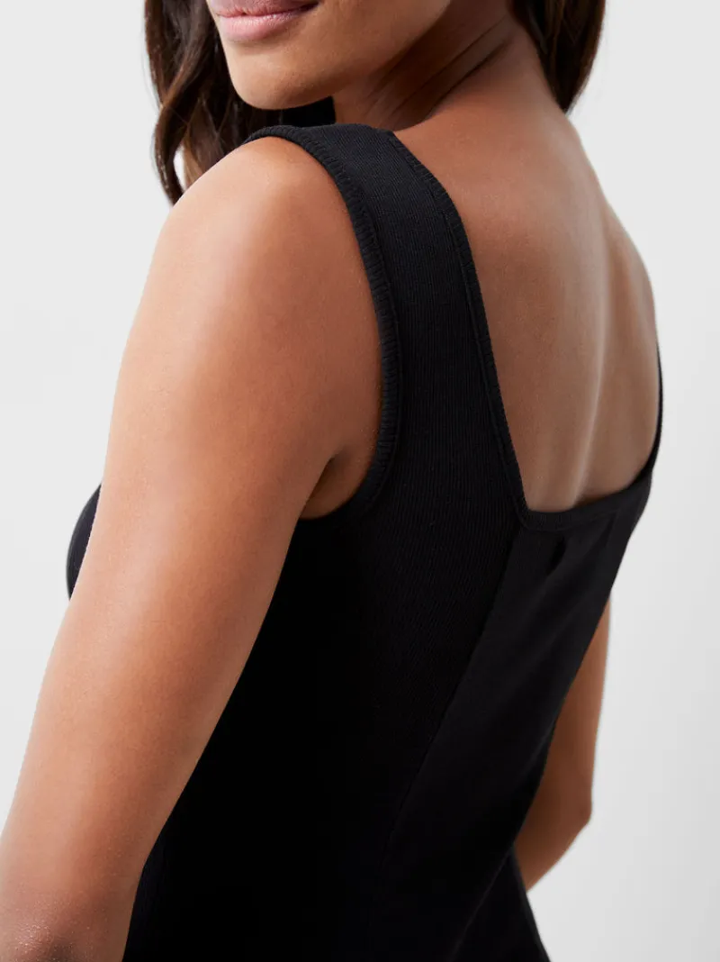 FRENCH CONNECTION Midi Dresses | Black Dresses | Dresses<Rassia Rib Square Neck Midi Dress Blackout