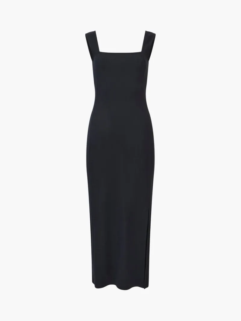 FRENCH CONNECTION Midi Dresses | Black Dresses | Dresses<Rassia Rib Square Neck Midi Dress Blackout