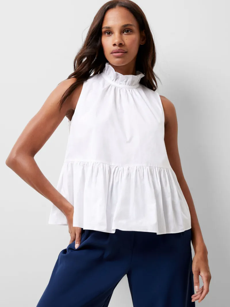 FRENCH CONNECTION Tops<Rhodes Poplin Peplum Top LinenWhite