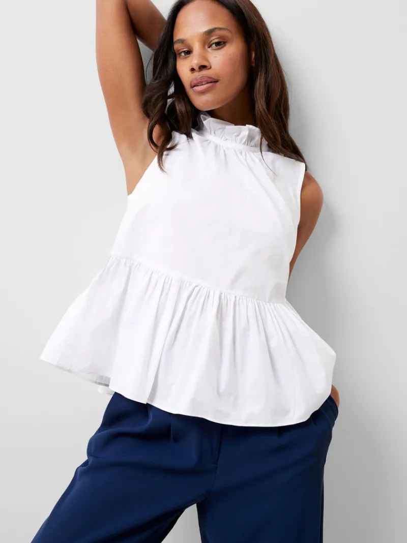 FRENCH CONNECTION Tops<Rhodes Poplin Peplum Top LinenWhite