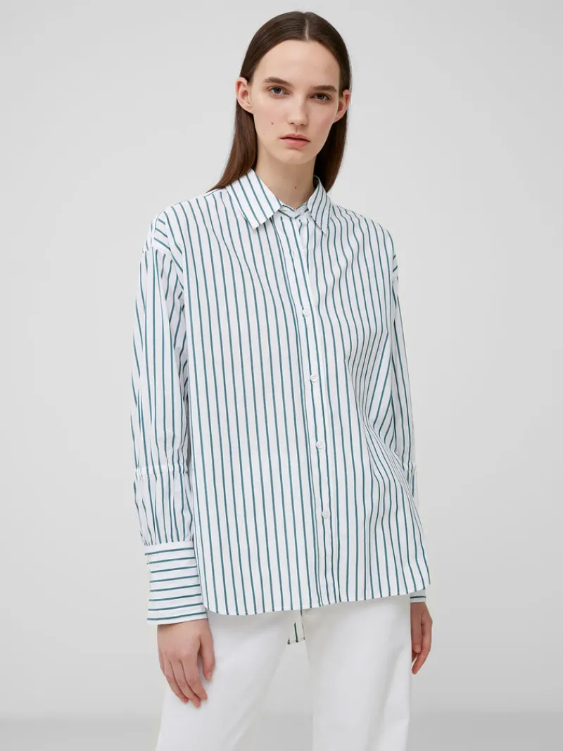 FRENCH CONNECTION Women's Shirts | Tops<Rhodes Poplin Sleeve Detail Shirt LinenWhite/ForestG