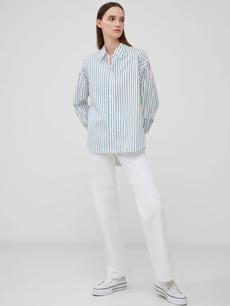 FRENCH CONNECTION Women's Shirts | Tops<Rhodes Poplin Sleeve Detail Shirt LinenWhite/ForestG