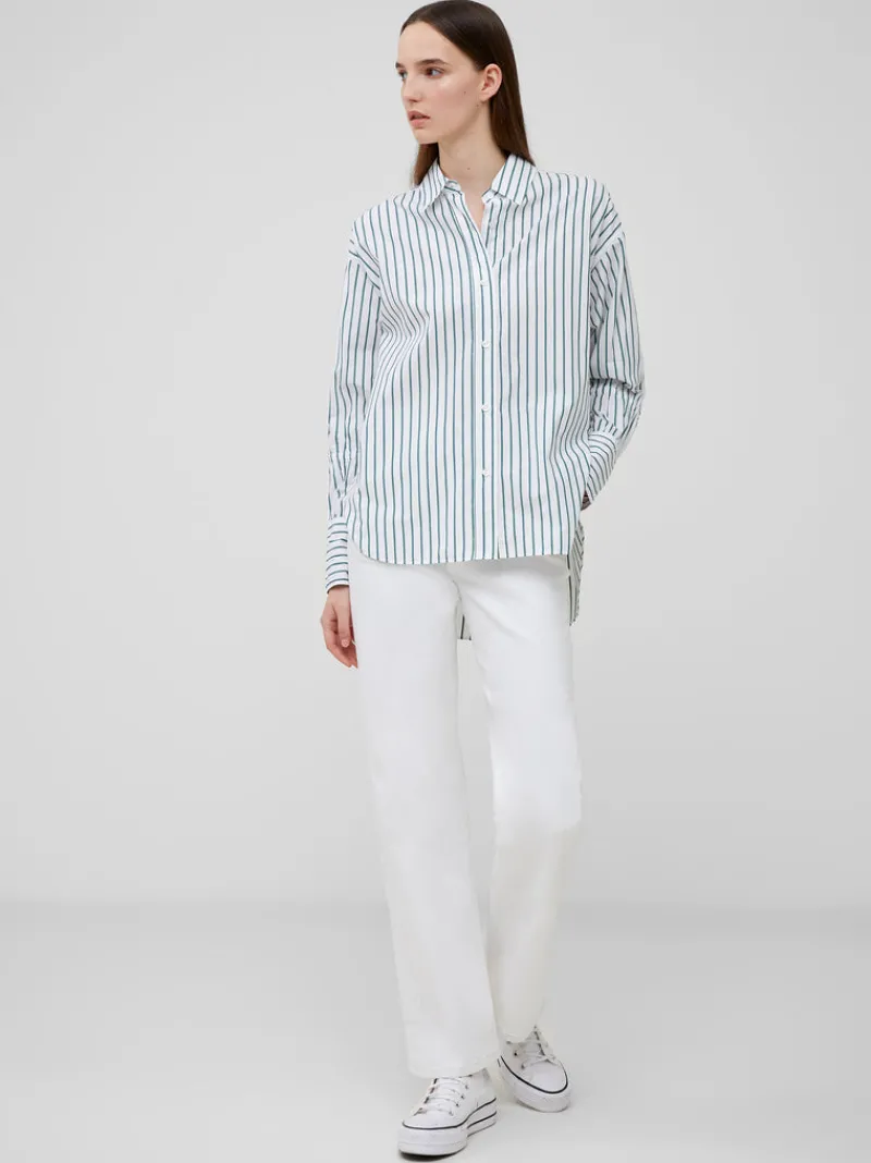 FRENCH CONNECTION Women's Shirts | Tops<Rhodes Poplin Sleeve Detail Shirt LinenWhite/ForestG