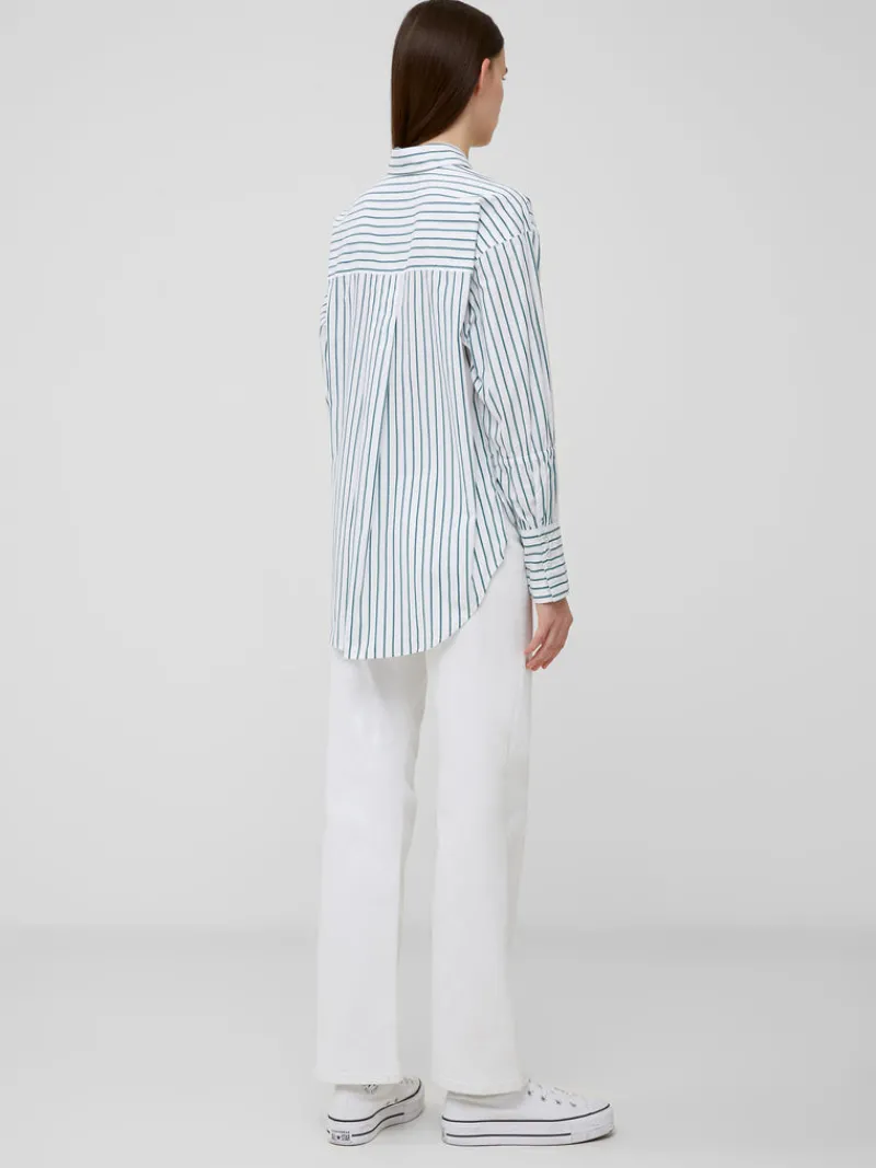 FRENCH CONNECTION Women's Shirts | Tops<Rhodes Poplin Sleeve Detail Shirt LinenWhite/ForestG