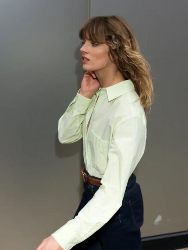 FRENCH CONNECTION Women's Shirts<Rhodes Poplin Stripe Popover Shirt SharpGreen/White