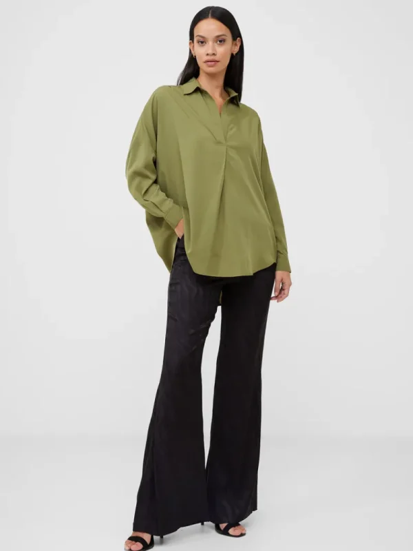 FRENCH CONNECTION Women's Shirts | Tops<Rhodes Recycled Crepe Popover Shirt OliveBranch