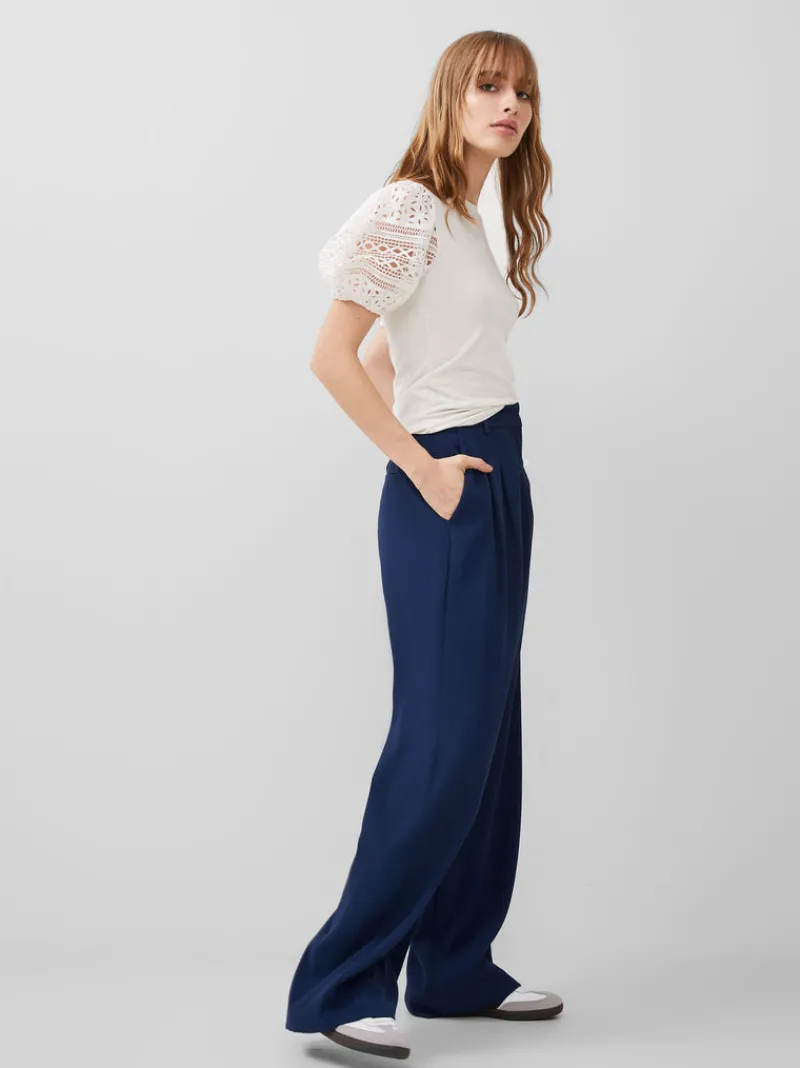 FRENCH CONNECTION Tops<Rosana Agnes Broderie T-Shirt LinenWhite