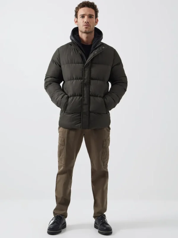 FRENCH CONNECTION Coats & Jackets<Row Fleece Puffer Coat Khaki/Black