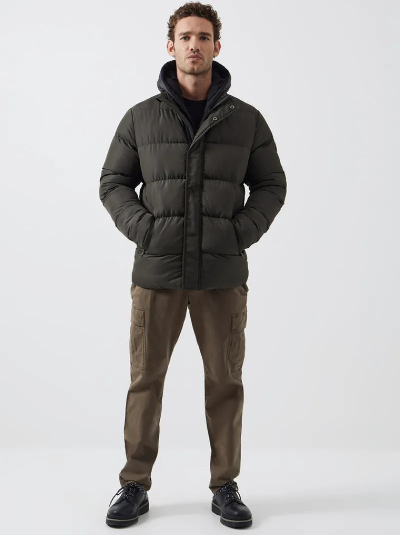 FRENCH CONNECTION Coats & Jackets<Row Fleece Puffer Coat Khaki/Black