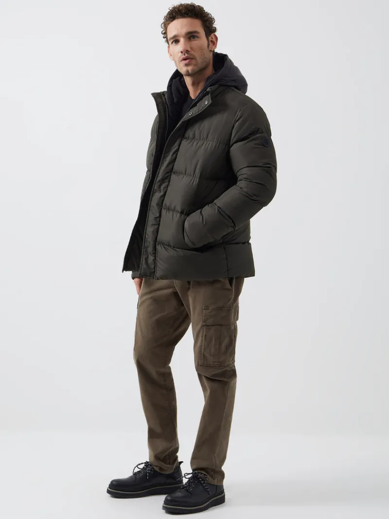 FRENCH CONNECTION Coats & Jackets<Row Fleece Puffer Coat Khaki/Black