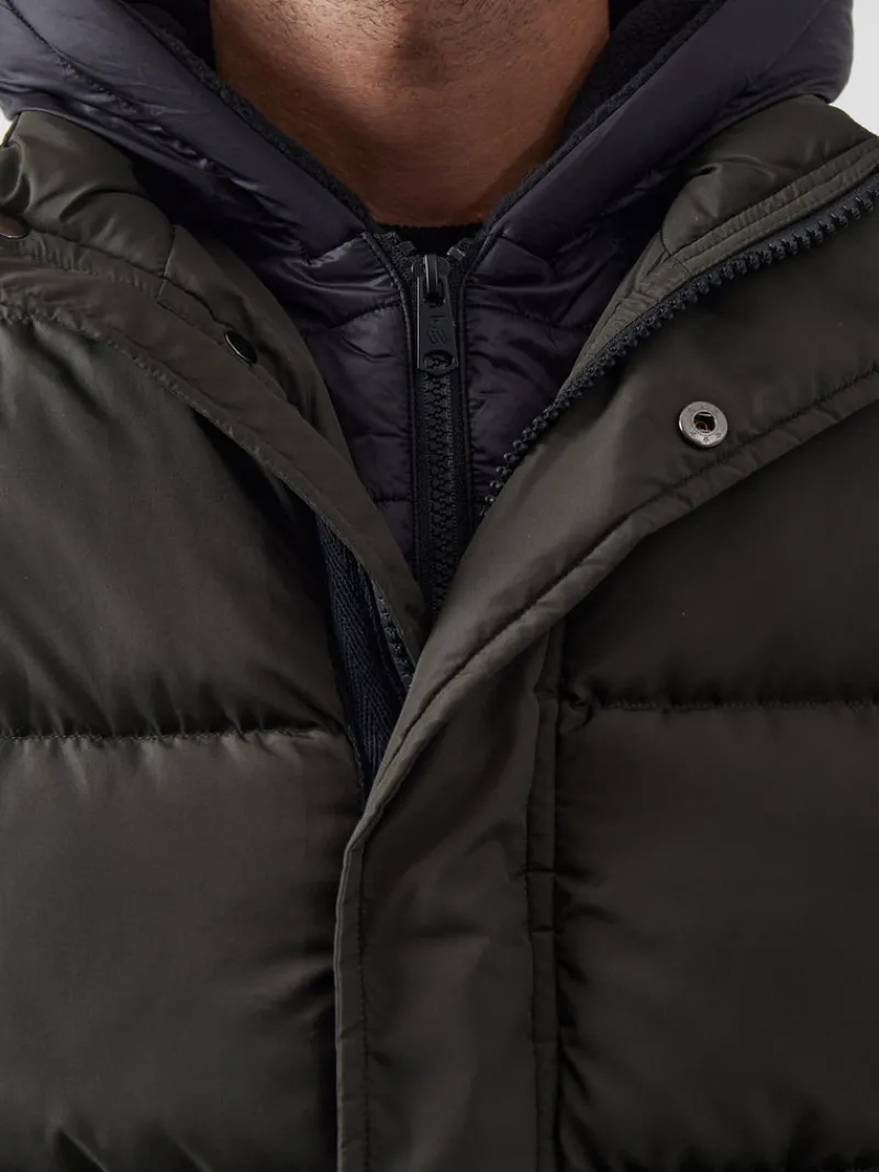 FRENCH CONNECTION Coats & Jackets<Row Fleece Puffer Coat Khaki/Black