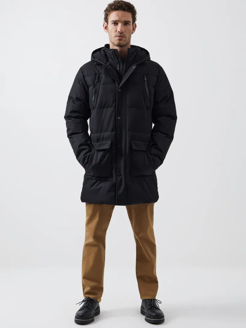 FRENCH CONNECTION Coats & Jackets<Row Layered Puffer Parka Coat Black