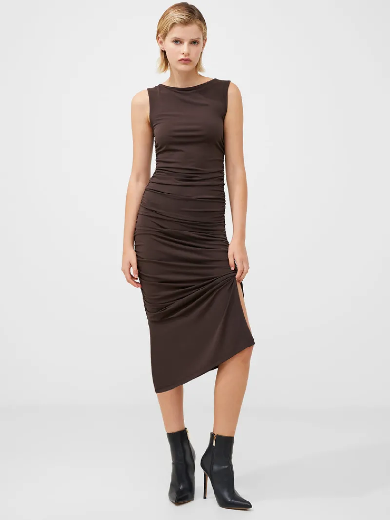 FRENCH CONNECTION Day Dresses | Party Dresses | Sale<Ruched Boat Neck Midi Dress ChocolateTorte