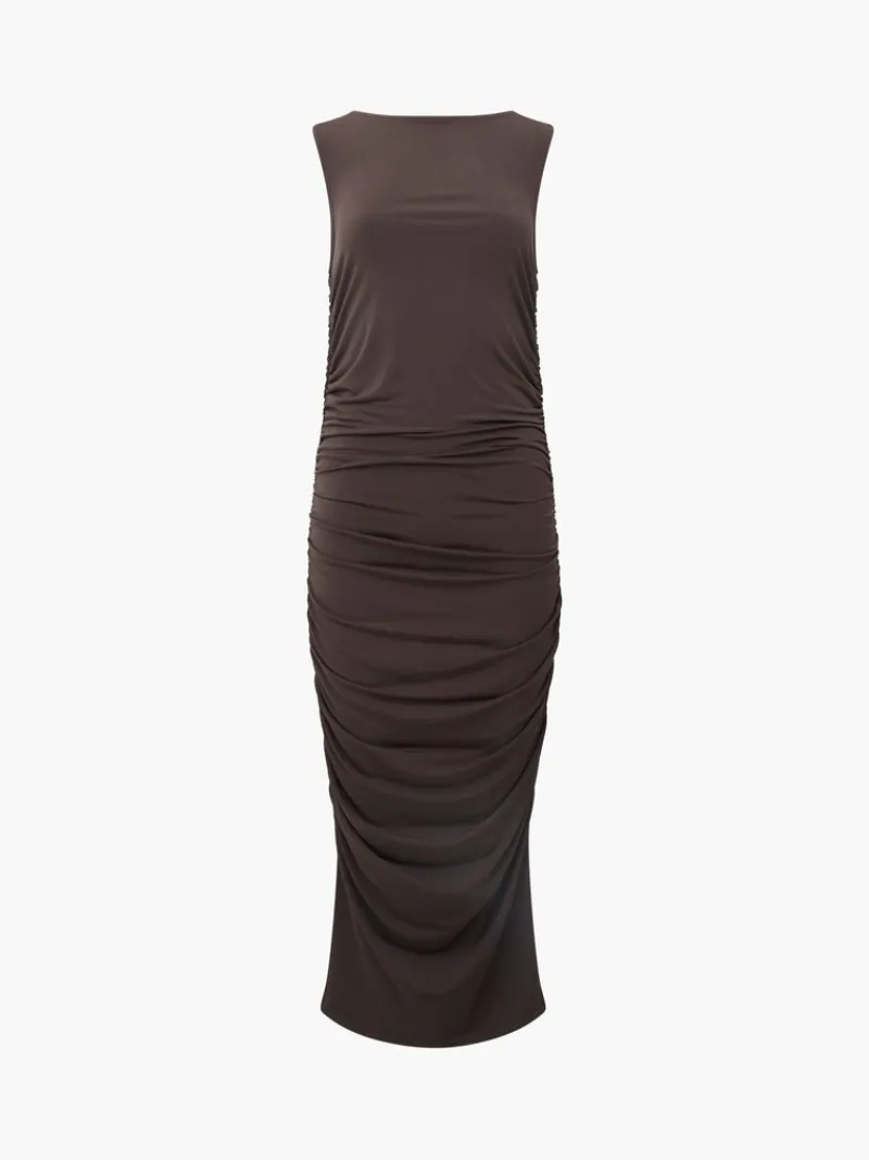 FRENCH CONNECTION Day Dresses | Party Dresses | Sale<Ruched Boat Neck Midi Dress ChocolateTorte