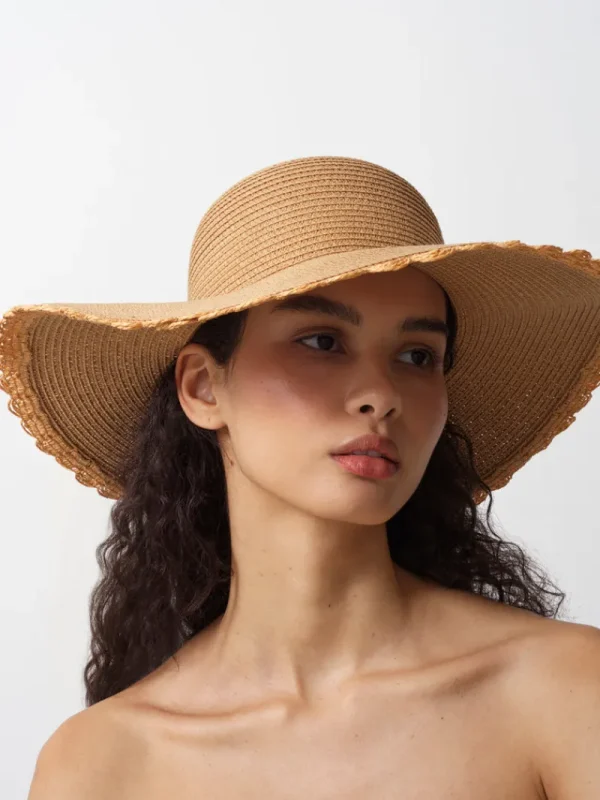 FRENCH CONNECTION Hats<Scalloped Edge Straw Hat Natural
