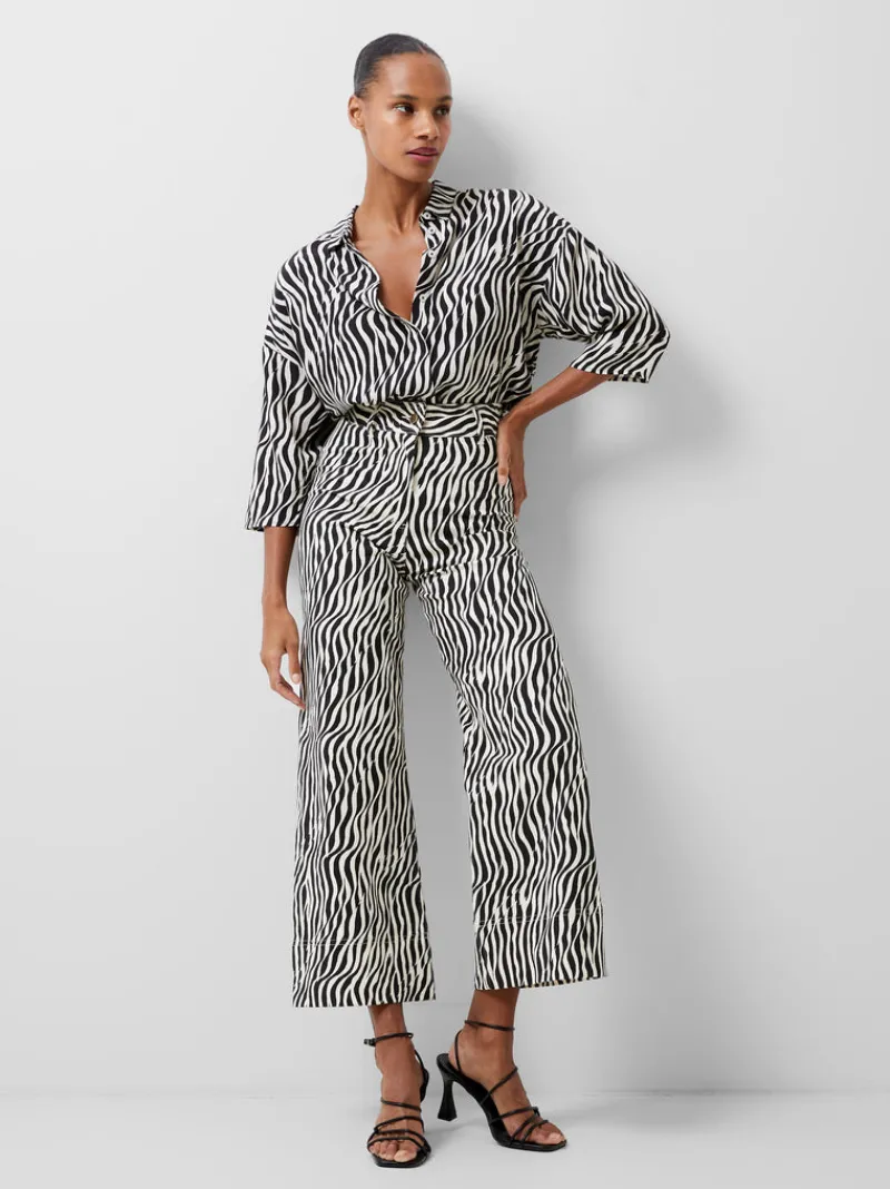 FRENCH CONNECTION Women's Trousers<Seine Atena Twill Trousers BlackoutMulti