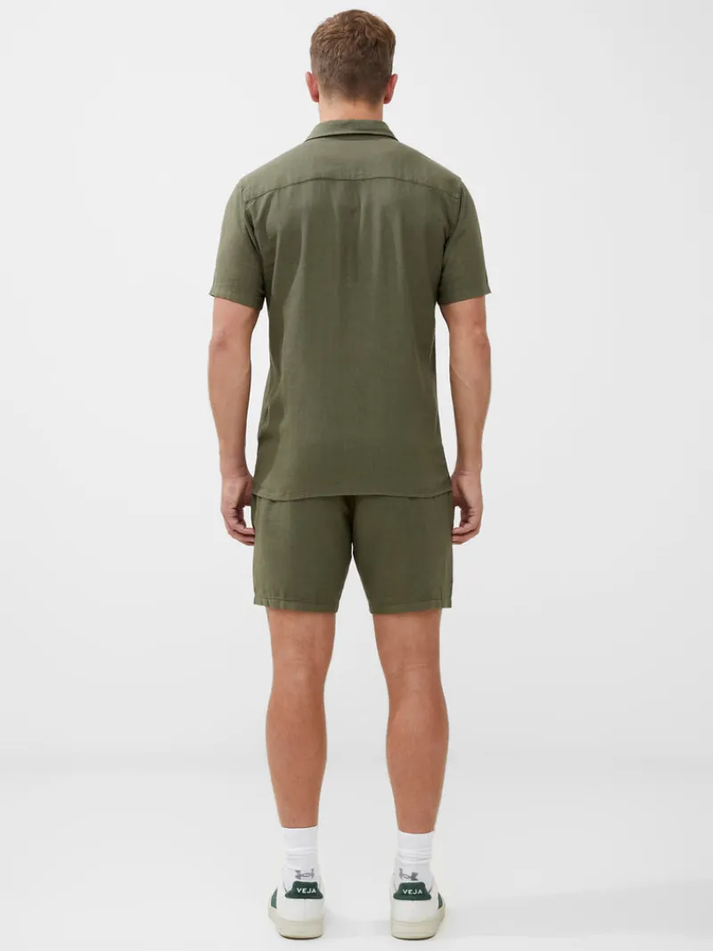 FRENCH CONNECTION Men's Shirts<Short Sleeve Linen Shirt Olive