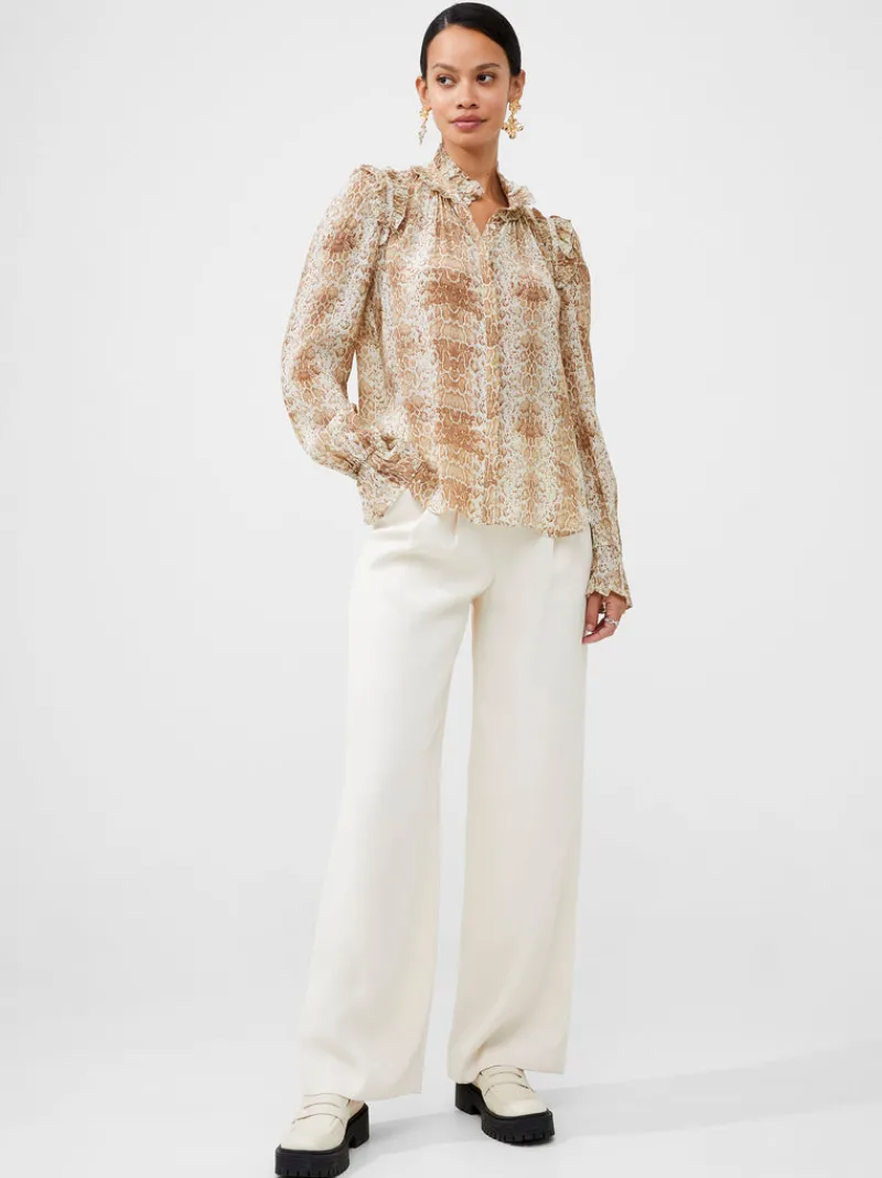 FRENCH CONNECTION Sale< Smooth Georgette Ruffle Shirt Snake