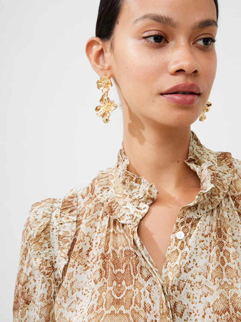FRENCH CONNECTION Sale< Smooth Georgette Ruffle Shirt Snake