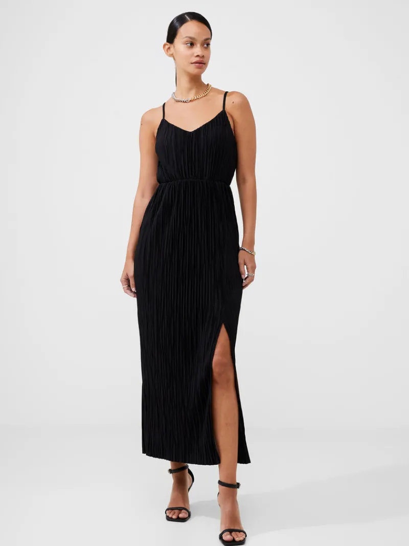 FRENCH CONNECTION Wedding Guest Dresses<Strappy Plisse Jersey Maxi Dress Black
