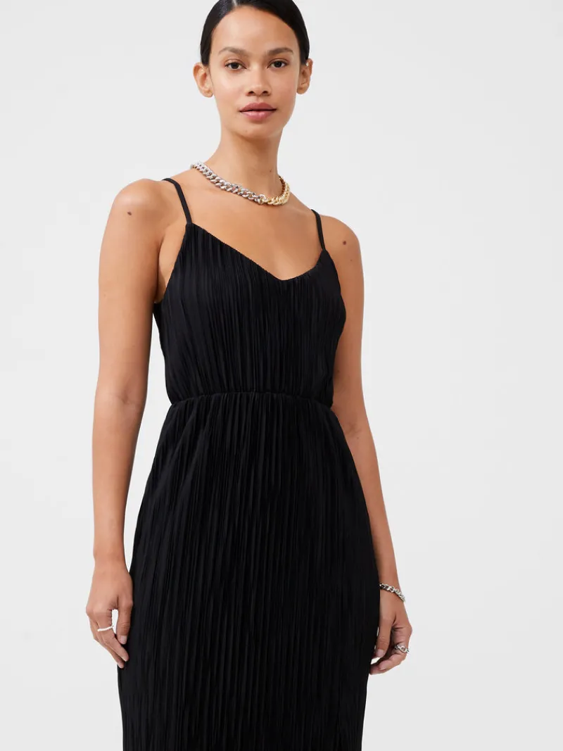FRENCH CONNECTION Wedding Guest Dresses<Strappy Plisse Jersey Maxi Dress Black
