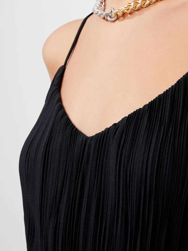 FRENCH CONNECTION Wedding Guest Dresses<Strappy Plisse Jersey Maxi Dress Black
