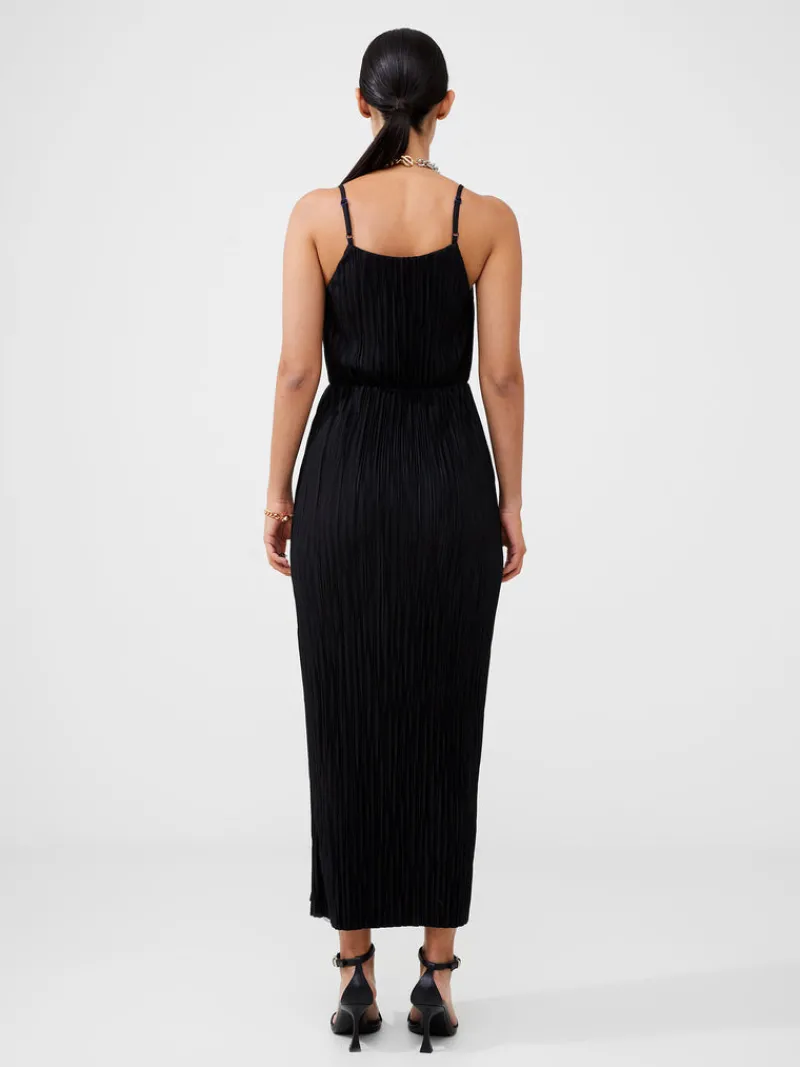 FRENCH CONNECTION Wedding Guest Dresses<Strappy Plisse Jersey Maxi Dress Black
