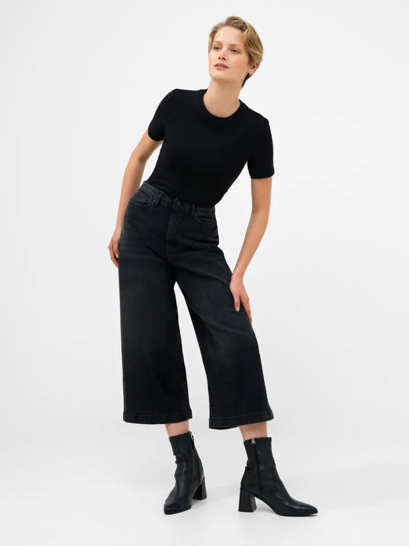 FRENCH CONNECTION Jeans | Women's Trousers<Stretch Denim Wide Leg Culottes Black