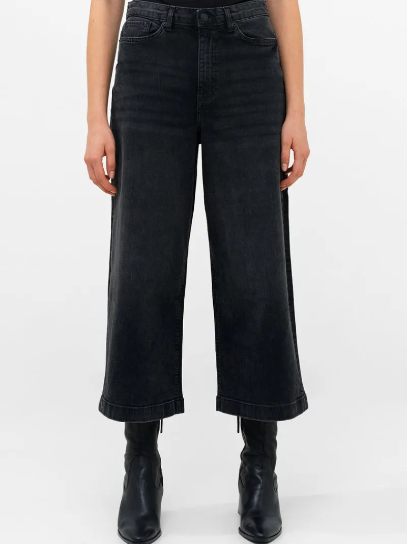 FRENCH CONNECTION Jeans | Women's Trousers<Stretch Denim Wide Leg Culottes Black