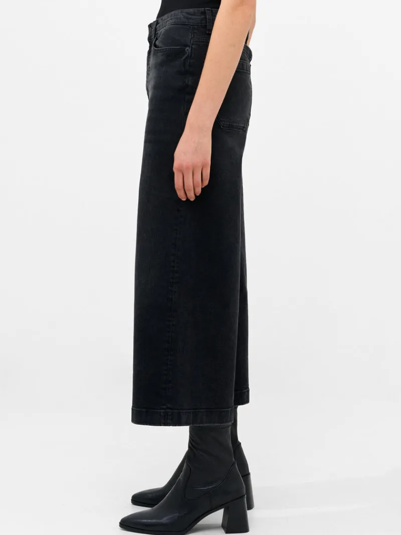 FRENCH CONNECTION Jeans | Women's Trousers<Stretch Denim Wide Leg Culottes Black
