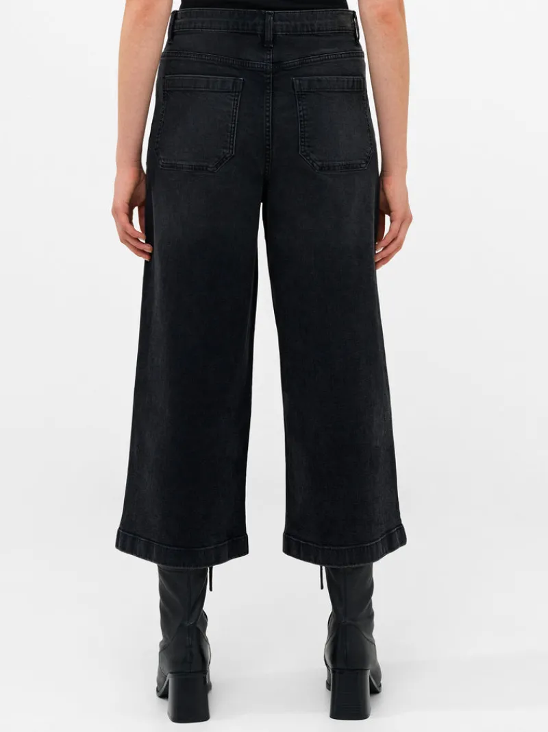 FRENCH CONNECTION Jeans | Women's Trousers<Stretch Denim Wide Leg Culottes Black