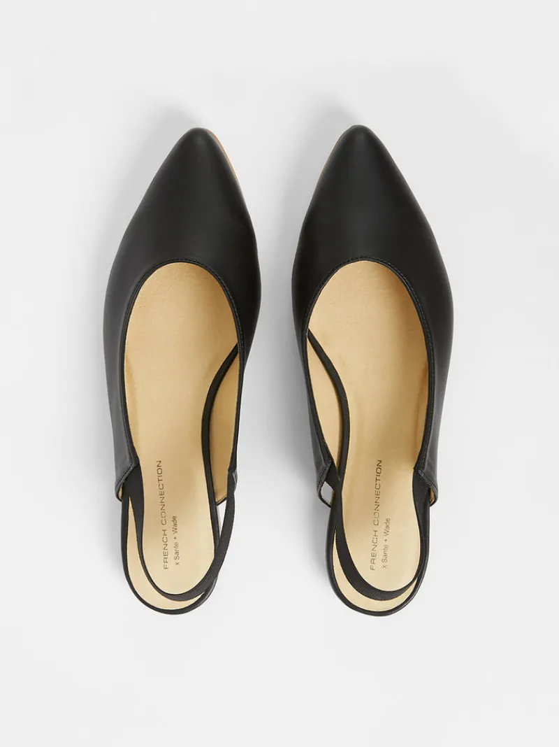 FRENCH CONNECTION Shoes<S+W x Meriola Pointed Toe Slingback Ballerina Pumps Black