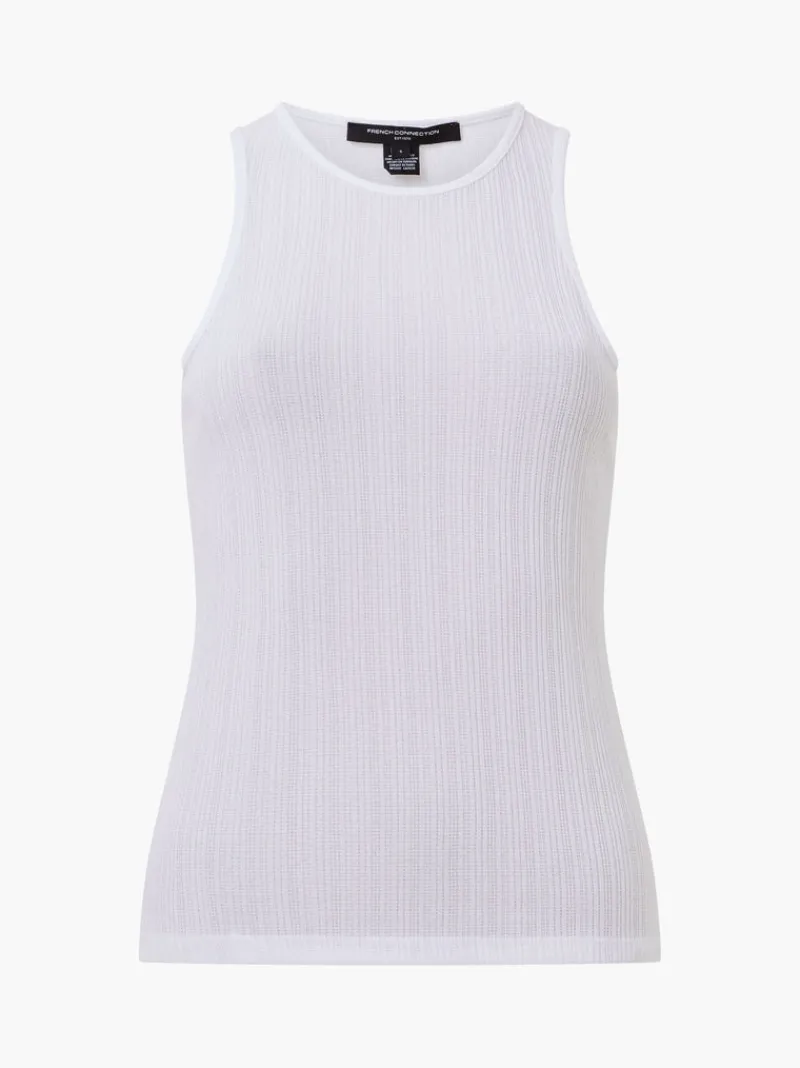 FRENCH CONNECTION Tops<Tallie Textured Racer Tank Top LinenWhite
