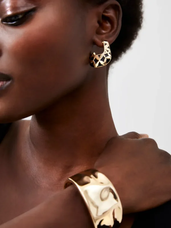 FRENCH CONNECTION Jewellery<Textured Earrings Black/Gold