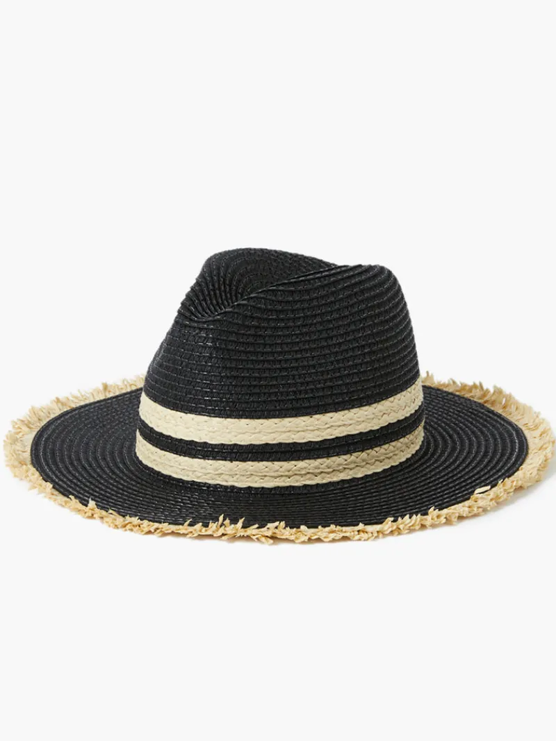FRENCH CONNECTION Hats<Thick Double Stripe Straw Hat Black