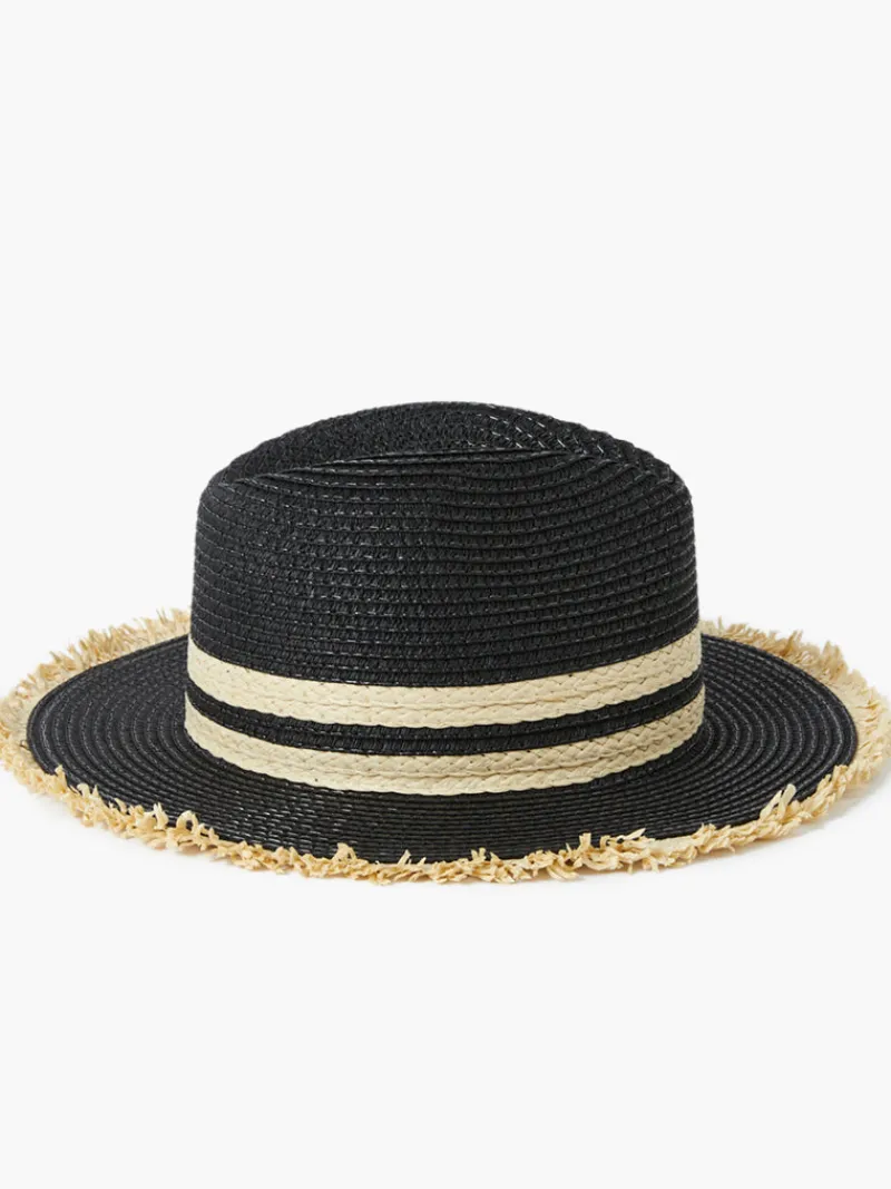 FRENCH CONNECTION Hats<Thick Double Stripe Straw Hat Black