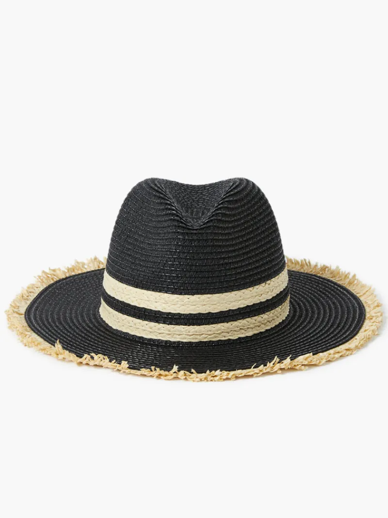 FRENCH CONNECTION Hats<Thick Double Stripe Straw Hat Black