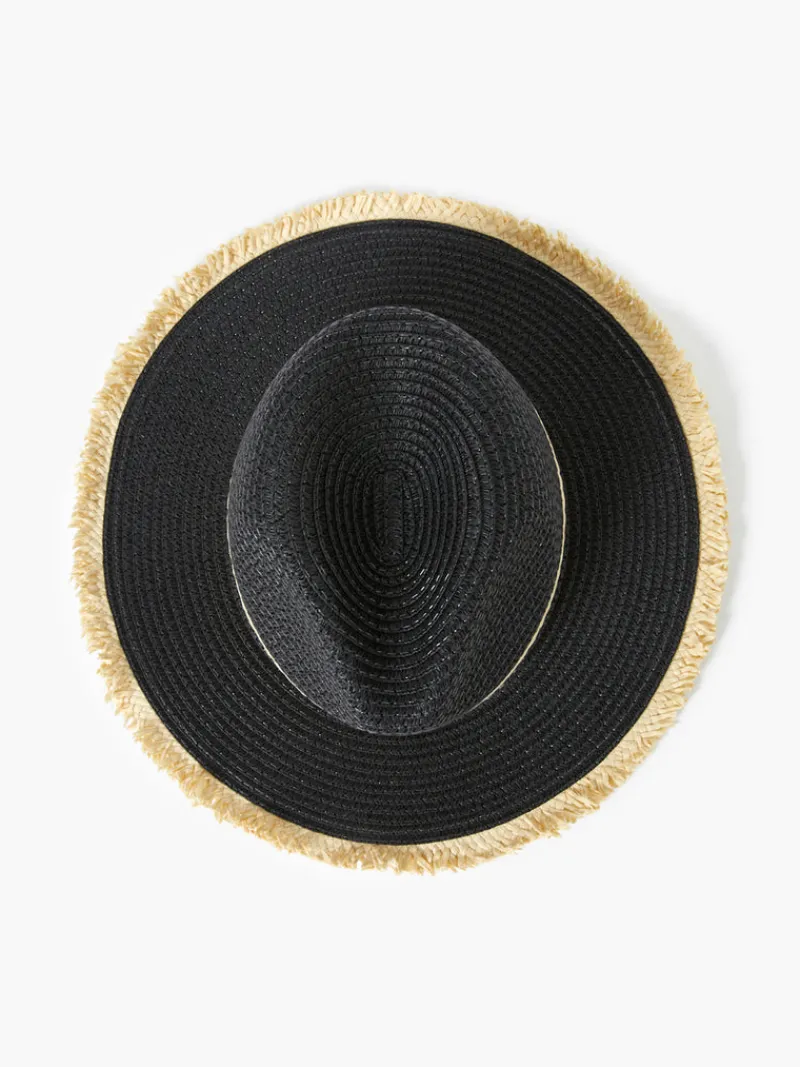 FRENCH CONNECTION Hats<Thick Double Stripe Straw Hat Black