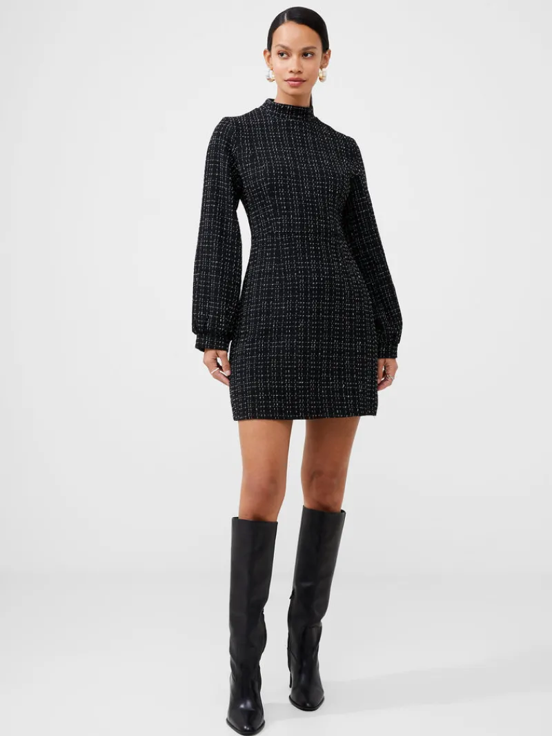 FRENCH CONNECTION Wedding Guest Dresses<Tweed High Neck Mini Dress Black