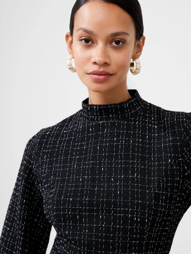 FRENCH CONNECTION Wedding Guest Dresses<Tweed High Neck Mini Dress Black