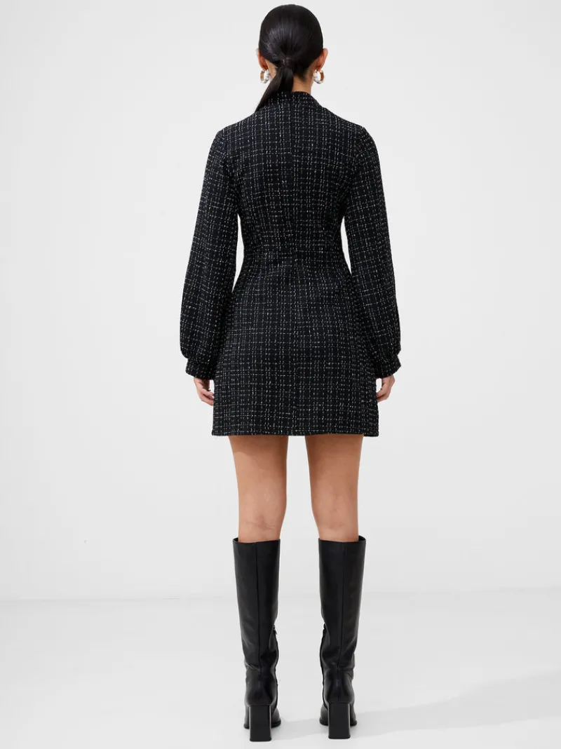 FRENCH CONNECTION Wedding Guest Dresses<Tweed High Neck Mini Dress Black