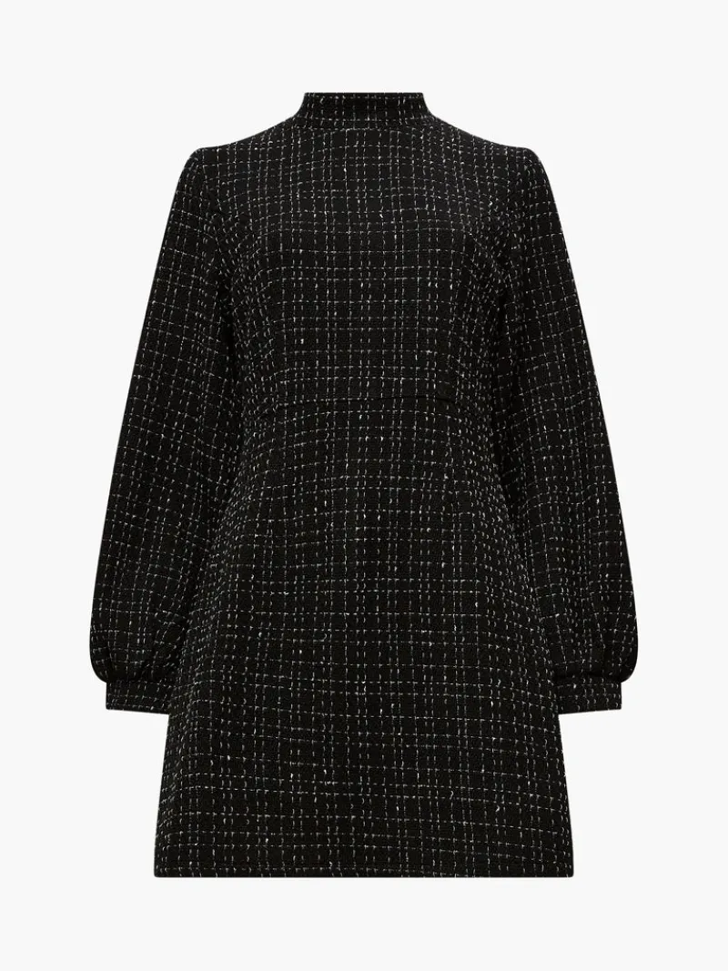 FRENCH CONNECTION Wedding Guest Dresses<Tweed High Neck Mini Dress Black