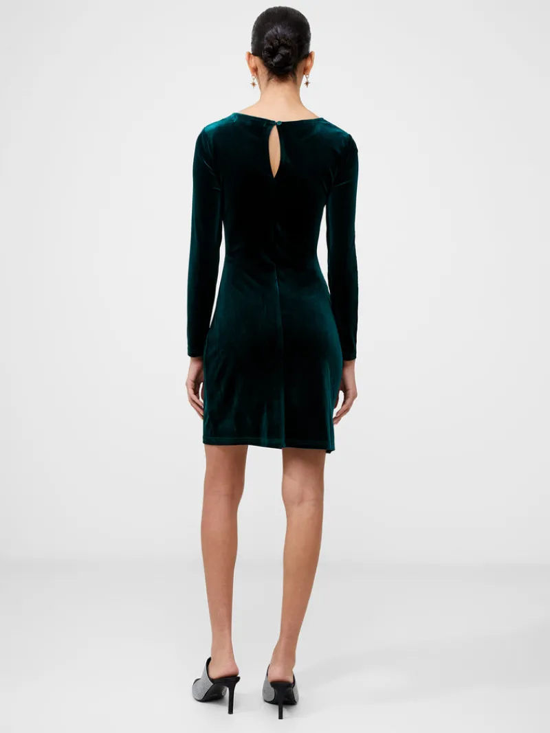 FRENCH CONNECTION Mini Dresses | Dresses<Velvet Long Sleeve Mini Dress DarkGreen