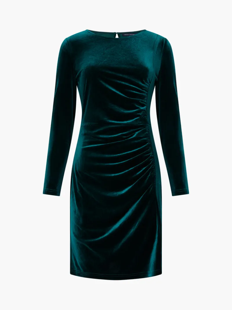 FRENCH CONNECTION Mini Dresses | Dresses<Velvet Long Sleeve Mini Dress DarkGreen
